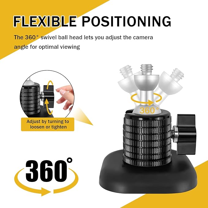 Powerful Magnetic Secured Camera Mount with 1/4" Thread fits for WYZE Cam 3,Blink XT2/3,360° Adjustment Camera Stand Base Attach to Smooth Metal Surface, Ideal for Cruise,RV,Carport Garage Security
