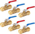 HeSun 6-PCs 3/4 Inch Push Fit PEX Ball Valve, Push-to-Connect Full Port Shut-off Valve for Hot and Cold Water,with 1 Disconnect Clip, PEX,Copper,CPVC, Blue & Red