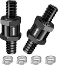 EVIL ENERGY 3/8" (10mm) Check Valve, 2 Pcs Aluminum One Way Fuel Check Valve for Gasoline, Diesel & Coolant with Universal Hose Clamps, Black