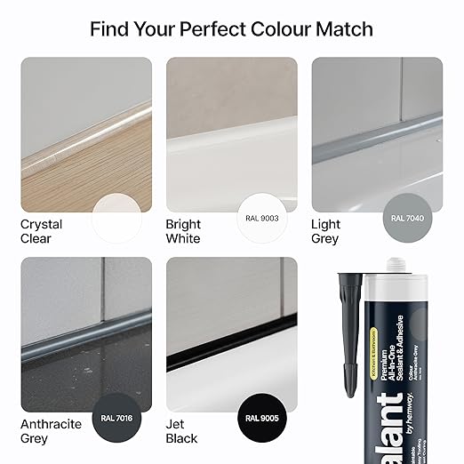 Anthracite Gray Kitchen & Bathroom Sealant & Adhesive Hybrid Polymer | Superior to Silicone Caulk Sealant | Waterproof, Odorless, Paintable | Ideal for Around Bathtub, Shower, Kitchen - 300ml 3 Pack