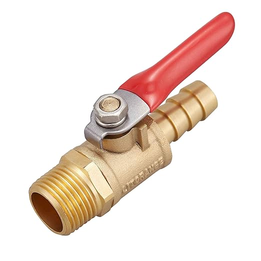 2 PCS Brass Water Mini Ball Valve Shut Off Switch, 3/8" NPT Male Thread x 3/8 INCH Hose Barb Pipe Tubing Fitting Coupler, 180 Degree Operation Handle