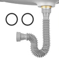 Sink Drain Pipe Kit, 1 Pack Flexible Drain Pipe P Trap, 8.46"-20.67" Flexible P Trap, Under Sink Plumbing for Bathroom and Kitchen, 1-1/4" Adapter Included