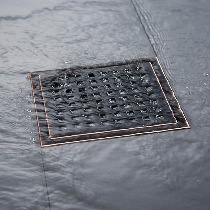 Oil Rubbed Bronze Shower Drain Square Shower Drain 6 inch SUS304 Stainless Steel Shower Floor Drain with Tile Insert Grate Removable