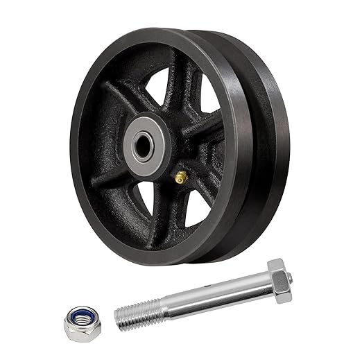 6" X 2" Sliding Gate Rollers, （2 Pack）Cast Iron V Groove Wheel with Roller Bearing, Heavy Duty Metal Wheel-1000 lbs Capacity, Industrial Sliding Gate Wheels for Metal Gate, Black