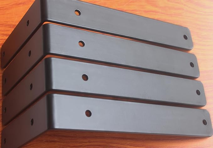 10 Pack - L 9" x H 6" x W1.5, 5mm Thick Black L Shelf Bracket, Iron Shelf Brackets, Metal Shelf Brackets, Floating Shelf, Shelf Supports with Screws