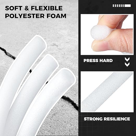 1 Inch x 25 ft Foam Backer Rod for Gaps Joints Concrete Crack Filler Caulk Saver Bulk Foam Backing Rod Concrete Filler Rope for Weather Stripping Door Seal (White)