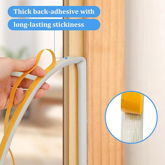 19.7Feet D-type Weather Stripping Door Seal, Self-Adhesive Seals for Door Window Gap, Soundproofing, Insulation Strip, Door Sealers for Door Frame (Gray), D14-12