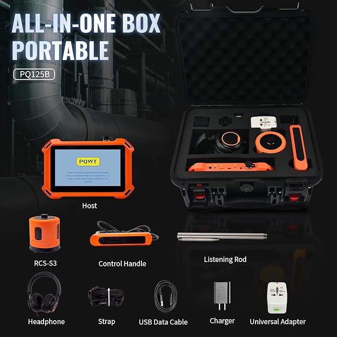 PQWT 125B Water Leak Detector, Outdoor Underground Pipe Leak Detection (3M Depth)