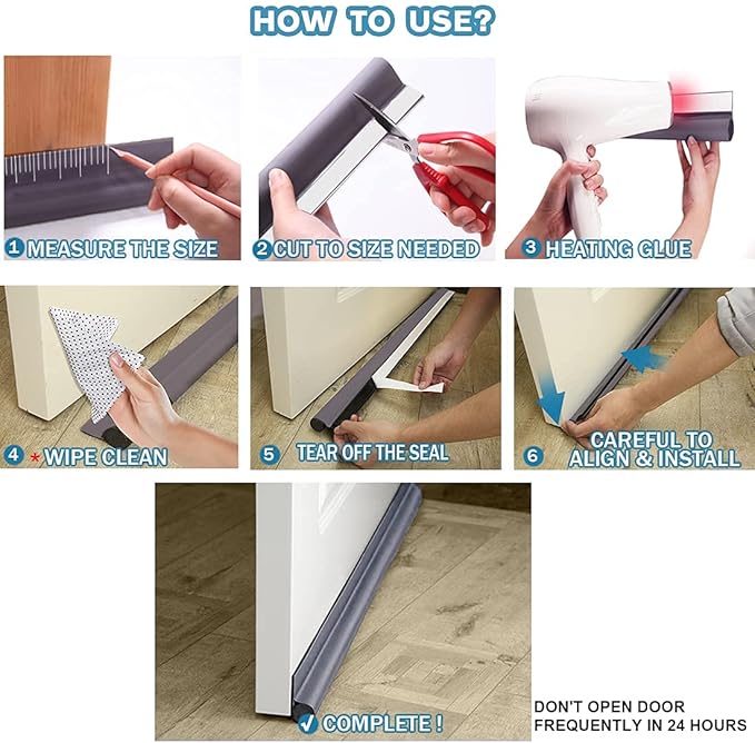 MAXTID Under Door Draft Stopper 36 inches Grey Door Draft Blocker Exterior Door Seal Strips Weatherstripping Doors Sweep Guard