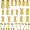 46PCS Brass Compression Tube Fitting Assortment kit- 1/8", 3/16", 1/4", 5/16", 3/8" OD Compression Fittings, Compression Sleeves Ferrules &Compression Union Connector