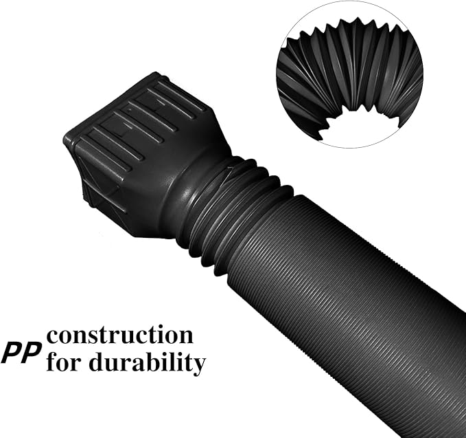 2 Pack Flexible Rain Gutter Downspout Extensions,Drain Downspout Extender,Gutter Extension Flexible,Down Spout Drain Extension Pipes,Extendable from 21 to 60 Inches (Black)