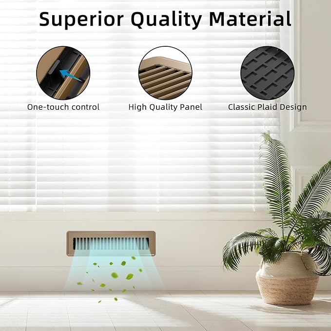 Floor Register 2x12, 6 Pack Floor Vent Covers for Home Floor Heavy Duty Steel Walkable Floor Vents Air Vent Covers 14x6 for Sidewall and Floor
