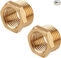 24pcs 1/4 Inch to 1/8 Inch NPT Female Reducer Hex Bushing, Brass Reducer Hex Bushing Heavy Duty Threaded Pipe Fitting Adapter for Plumbing Gas Hydraulic Systems