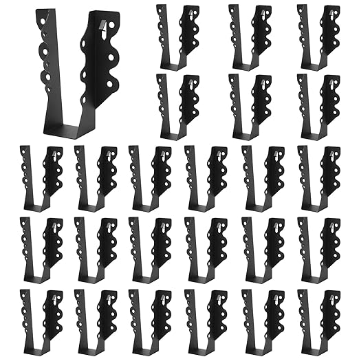 24Pcs 2"x 6" Joist Hanger,Q235B Steel Black Powder Coated Face Mount Joist Hangers ,Hurricane Ties for Rafters,Tie Brackets for Floor Deck and Ceiling Joists