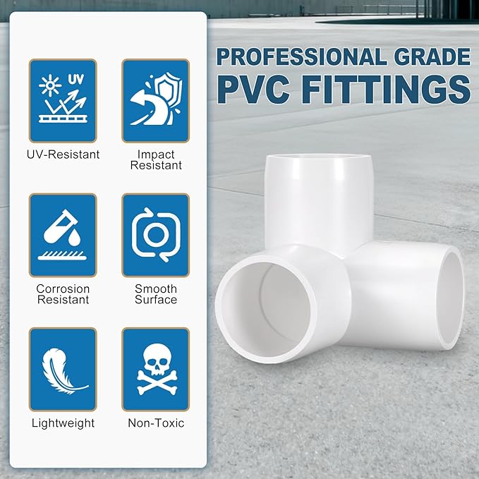 30 Pack 3/4" SCH40 PVC Elbow Pipe Fitting, 3-Way PVC Elbow Corner Side Outlet Tee Fitting, Furniture Grade Pipe Connectors for DIY Project, Pond Protection, Socket x Socket, White