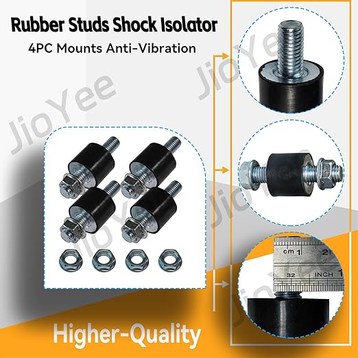 M10 30x25mm Rubber Studs Shock Isolator Mounts Anti-Vibration for Split Heat/Water Pumps, Air Compressors, Harvester, Garage Motor, Generator, Gasoline Engines, Diesel Engines, DIY (4 Pack)