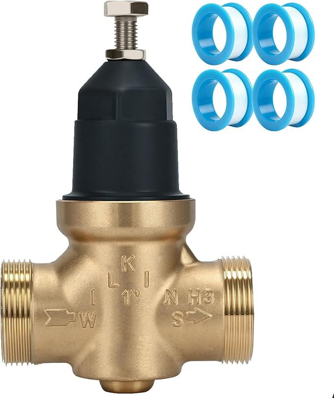 Upgraded 1" Pressure Reducing Valve Replace for 34-NR3XLDU 3/4" NR3XL Pressure Reducing Valve, Stainless Steel Strainer Screen, House Water Pressure Regulator with Teflon Tape,Compact Cartridge Design