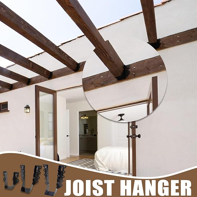 20 PCS 2x8 Joist Hanger,Black Powder-Coated,18 Gauge Galvanizing Face Mount,for Rafter Hurricane Ties Joist Hangers, Tie Brackets for Floor Deck and Ceiling Trusses (2"x 8", 20PCS)