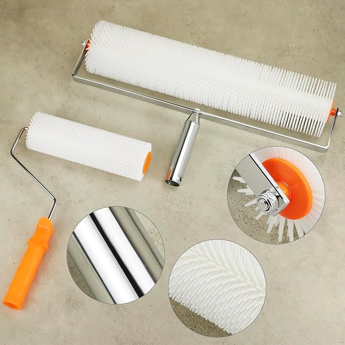 Self Leveling Tools Kit, Includes Spiked Roller, Rake Scraper, Spike Shoes, and Extension Pole for Concrete Floor and Epoxy Applications, Spiked Roller 20 inch 9 inch