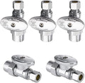 5-Pack Foskan Straight Shut off Valve,1/4 Turn Straight Stop Valve 1/2"CPVC x 3/8"OD,Chrome Plated Brass
