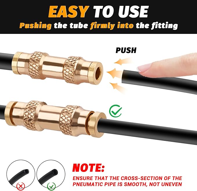 4pcs 5/32 "Tube OD Push to Connect Union Fittings, Air Brake Line Fitting, Air Brake Union 5/32" Tube OD for Trucks Trailers and Industrial