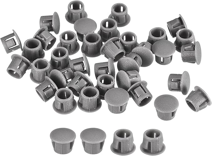 uxcell 5/16" Plastic Hole Plugs, 110Pcs Flush Type Panel Round Snap in Fastener Knockout Locking Plugs for Furniture Insert End Caps Panels, Gray