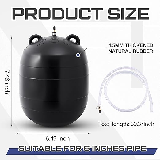 10 Inch Inflatable Pipe Plug Sewer Test Plug with 39.37 Extension Hose Rubber Plumbing Test Balloon for Sewage Pipeline Inspection