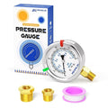 MEANLIN MEASURE 0~15Psi Low Liquid Filled Pressure Gauge Stainless Steel 1/4" NPT 2" FACE DIAL for Water Oil Air Well Pump Tank Tire Pressure Test Lower Mount, with Hex Bushing and 2PCS Snaps