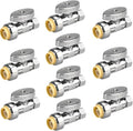 10pcs Stop Valves, 1/2" × 3/8" Straight Stop Valve, 1/2" PTC Input, 3/8" OD Compression Output, Push to Connect, 1/4 Turn, Chrome Plated Brass for Faucet, No Lead