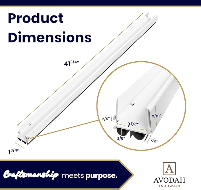 42 Inch White, Adjustable Double Bubble Door Sweep for Exterior Doors, Under Door Seal with Drip Edge and Punched Drainage Channel, Pre-notched for Weatherstripping, Trim-to-Fit, Paintable Screw Cover