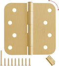 4" X 4" Satin Brass Door Hinges – 12 Pack Satin Gold Brushed Brass Door Hinges with 5/8" Radius, Rounded Interior & Heavy Duty Front Door Hinge for Home, Gate, Furniture, Residential Use