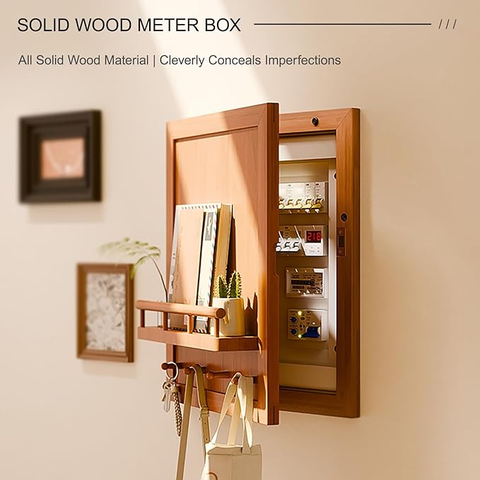 Elegant Electric Meter Box Cover Decorative Fuse Box Cover with Hook, Circuit Breaker Panel Protective Lid, for Farmhouse/Dorm(49 * 59cm/19 * 23in)