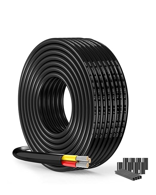 24/3 Gauge 0.2mm² Tinned Copper Wire - 49.21Foot UL2464 Approved 2-Conductor Extension Cable with Oxygen-Free Stranding | Ideal for Automotive LED Installation