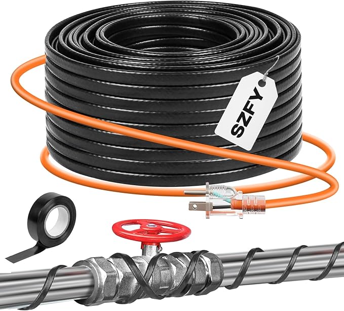 3FT~200FT Heat Tape for Water Pipes, -40°F Deicing Cable,Pipe Heat Cables for Roof,Gutter，Farm，Freeze Protetion Heating Wires, Heated Water Hose,Plumbing Fixtures,120V 5W/FT (3FT)