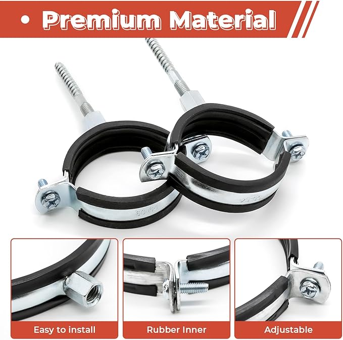 12 Pcs 0.8-1 Inch Split Ring Pipe Hanger, 20-25mm Heavy Duty Adjustable Pipe Bracket Clamp with Screw & Expansion Tube, Wall Ceiling Mount Combination Thread M8/M10 Metal Pipe Clamps