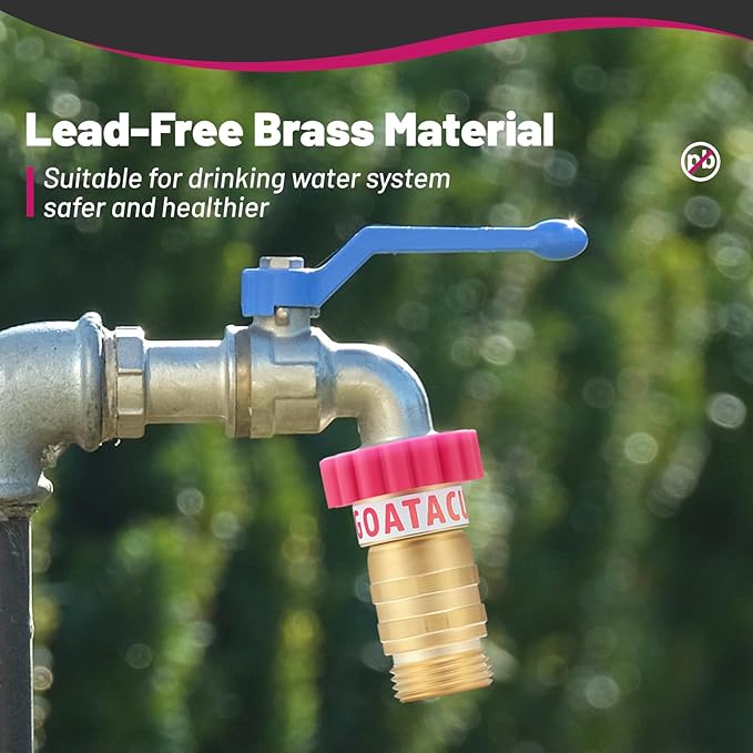 Water Pressure Regulator, Lead-Free Brass Pressure Reducer, 40-50psi, 3/4" Hose, with Screen Filter, for Camper Travel Trailer RV Plumbing System