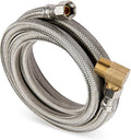 (1 Pack) Seelink 10FT Stainless Steel Dishwasher Hose, 3/8" COMP x 3/8" MIP 90 Degree Elbow, Brust Proof Water Supply Line