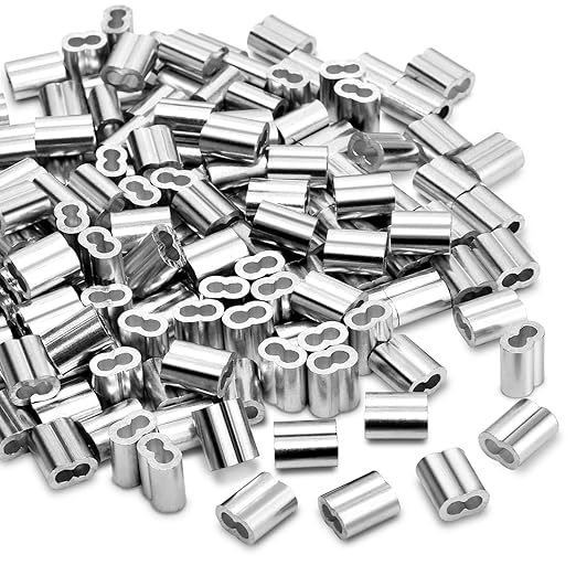 200Pcs 5/64"Cable Crimp Sleeves, Aluminum Wire Rope Crimping Loop Sleeve. Cable Ferrules for Cable and Wire Rope Crimp Double Barrel Crimp Sleeves (M2-5/64")