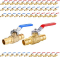 50-Pack Foskan 3/4" Brass PEX-A Full Port Ball Valve, Quarter Turn Shut-off Valve for PEX-A Tubing(Blue and Red)