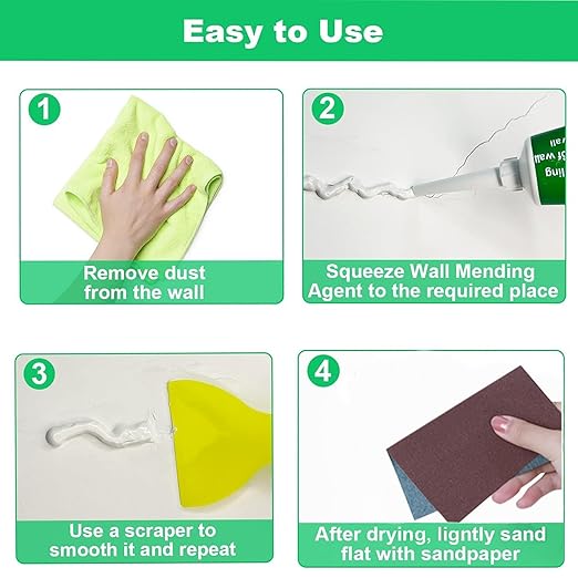 Drywall Repair Kit, 2 Pack Spackle Wall Repair Patch Kit with Scraper, Quick and Easy Solution to Fill The Holes of Home Wall, Plaster Dent Repair and Wood Scratch Repair