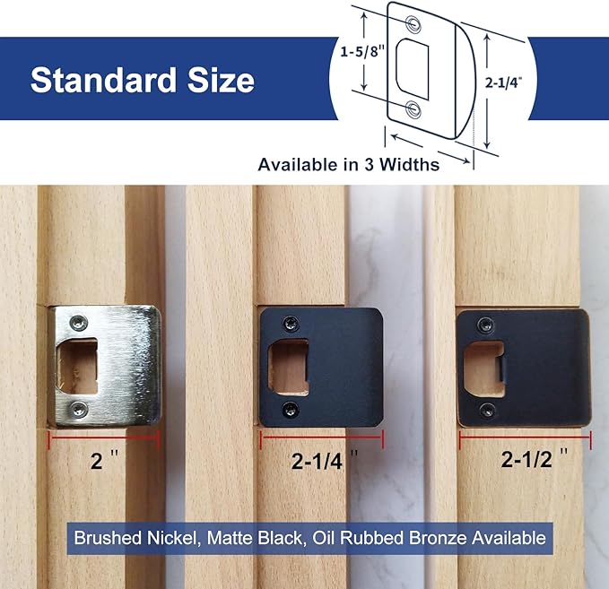 Extended Lip Strike Plate 2-1/2" x 2-1/4", Heavy Duty Version, Striker Extender with Reinforced Torx/Star Screws & Bit, Extra Wide Door Latch Strike Restorer Kit(Brushed Nickel, 1 Pack)