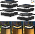 Peasur 4x4 Solar Post Cap Lights Outdoor with 3 Modes, 4 Packs LED Post Light Solar Powered Waterproof, 4x4/3.5×3.5 Wood/Vinyl Fence Posts Lights for Deck Railing Porch Mailbox Outside
