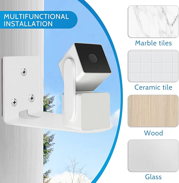 2Pack Adhesive Metal Wall Mount Bracket, Compatible with Wyze Cam Pan V3/V2, Google Nest Cam, Eufy Security Solo Indoor Cam E220/P24, Blink Mini Pan Tilt Cam, No Drilling VHB Stick On or Screw Install