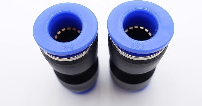 Push to Connect Fitting 3/8" Tube OD, Pneumatic Air Water Straight Union Two Way Connector/Coupler (Pack of 5)