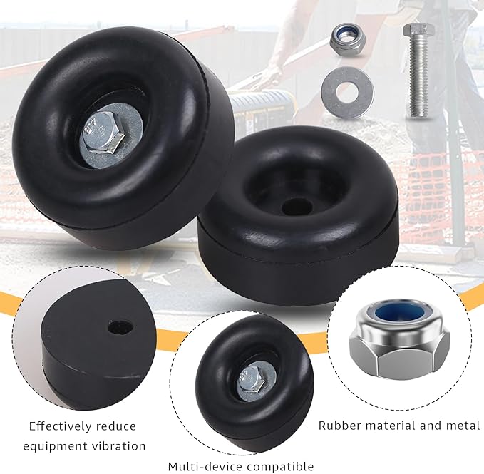 Heavy Duty Rubber Anti Vibration Foot 1 x 2.5 Inch 4-Pack Fits for Trailer Bumper Generators Pressure Washers air Compressors