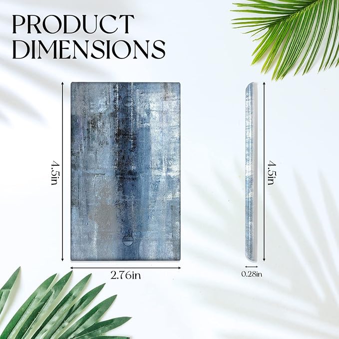 Blue Grey Switch Plate Cover 1Gang Light Switch Cover Modern Abstract Art wall plate Decortive Light Switch Cover WallPlates for Home Kitchen Decor