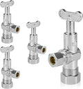 4-PCs HeSun Loose Key Angle Stop Valve, 1/2" Nominal (5/8"OD) Compression x 3/8" OD Compression, 1/4 Turn Shut Off Valve, PEX Chrome Plated Brass