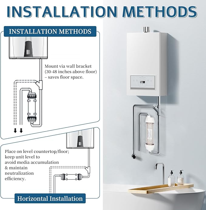 Replacement for Rinnai 804000074 Condensate Neutralizer Kit, 804000074 Neutralizer Kit with Chrome, Corrosion Protection for Tankless Water Heaters, Acid Condensate Neutralizer with Wall Installation