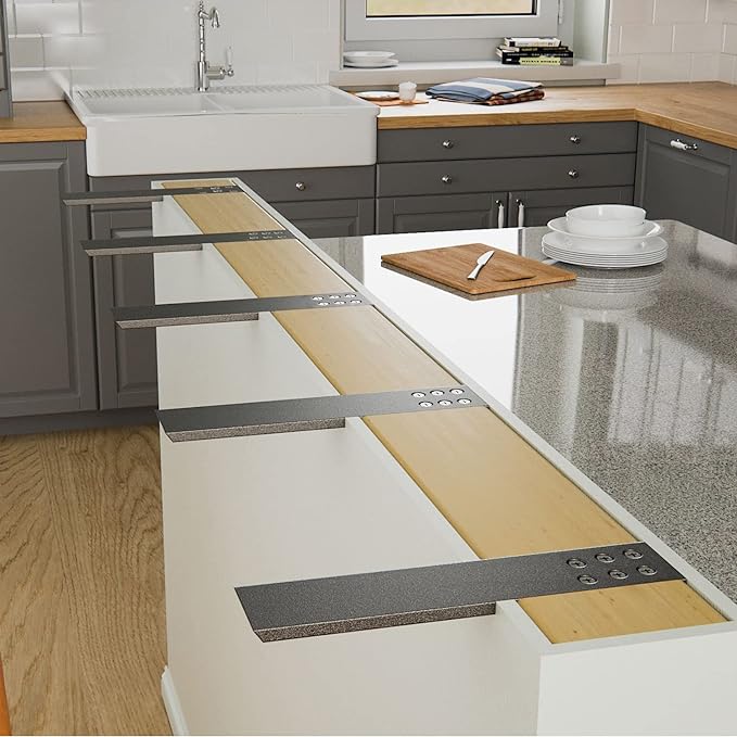 Countertop Support Bracket 3 Pack 20" Lx 2.5" W Hidden White Knee Wall Support Countertop Bracket 3/8" Thick Heavy Duty for Quartz/Granite/Wood/Concret Countertops Screws Included