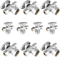 10-Pack Foskan Dual Outlet Angle Stop Valve,1/4 Turn Shut off Valv,1/2" FIP x 3/8" OD x 3/8" OD,Chrome Plated Brass